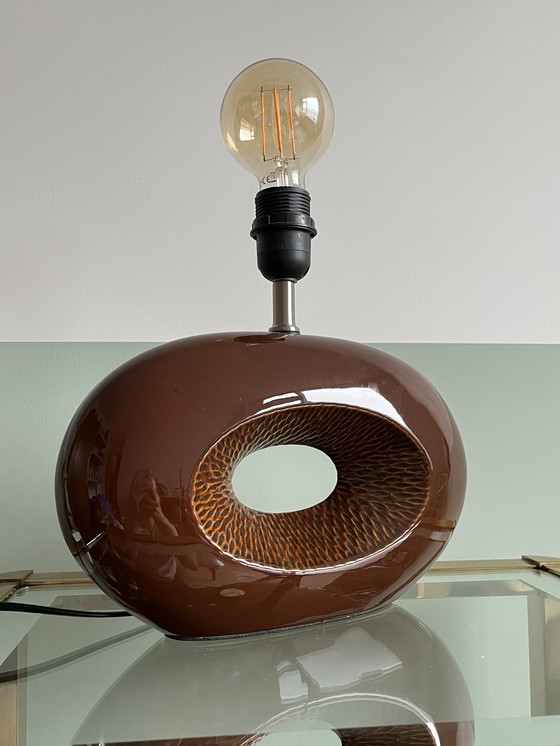 Image 1 of Lampe à poser ovale marron Vintage