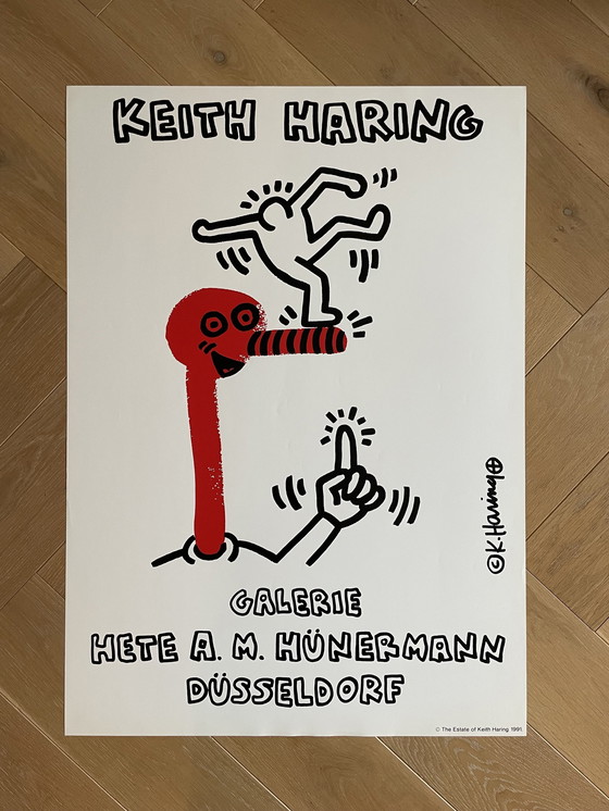 Image 1 of Keith Haring (1958-1990), Original 1991 Exhibition Poster Galerie Hete A. M. Hünermann Düsseldorf, Copyright The Estate Of Keith