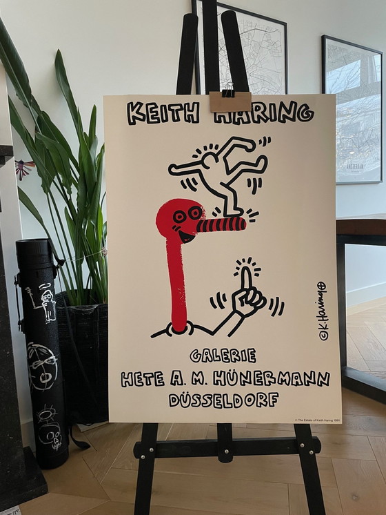 Image 1 of Keith Haring (1958-1990), Original 1991 Exhibition Poster Galerie Hete A. M. Hünermann Düsseldorf, Copyright The Estate Of Keith