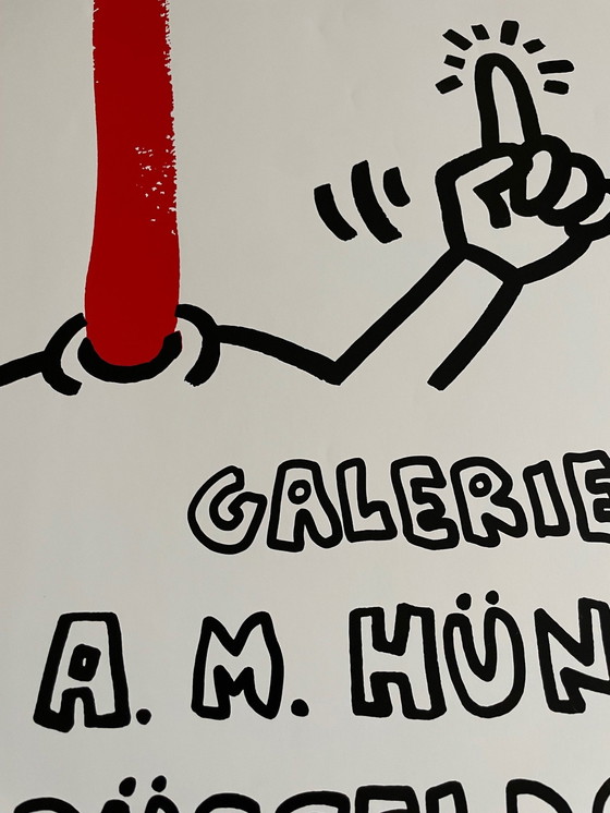 Image 1 of Keith Haring (1958-1990), Original 1991 Exhibition Poster Galerie Hete A. M. Hünermann Düsseldorf, Copyright The Estate Of Keith