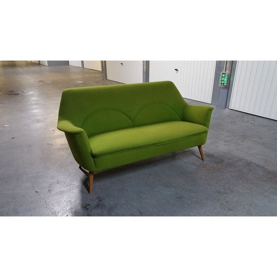 Image 1 of Cocktail sofa in teak and green fabric