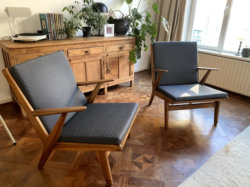 2x Fauteuils de salon Retro Mid Century remis à neuf