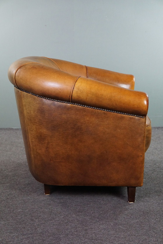 Image 1 of Sheep leather club chair with fixed seat cushion