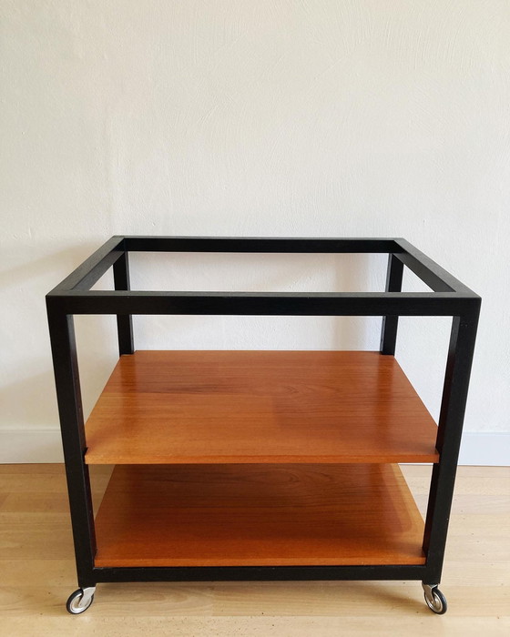 Image 1 of Midcentury wooden trolley side table