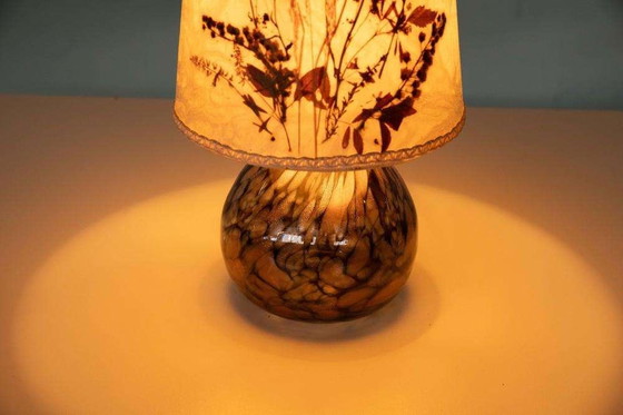 Image 1 of Scandinavian Japandi design table lamp glass & leaves lamp