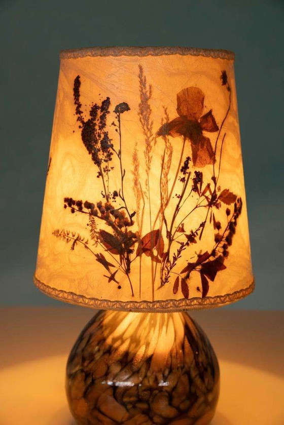 Image 1 of Scandinavian Japandi design table lamp glass & leaves lamp