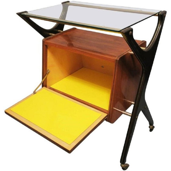 Image 1 of Vintage cocktail bar in blackened wood and brass, Italy 1960