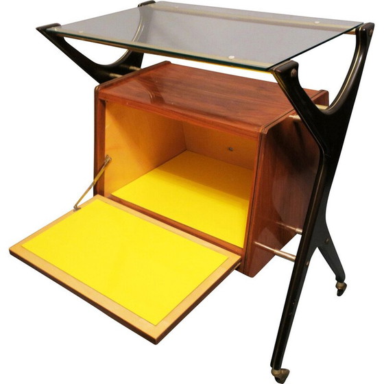 Image 1 of Vintage cocktail bar in blackened wood and brass, Italy 1960
