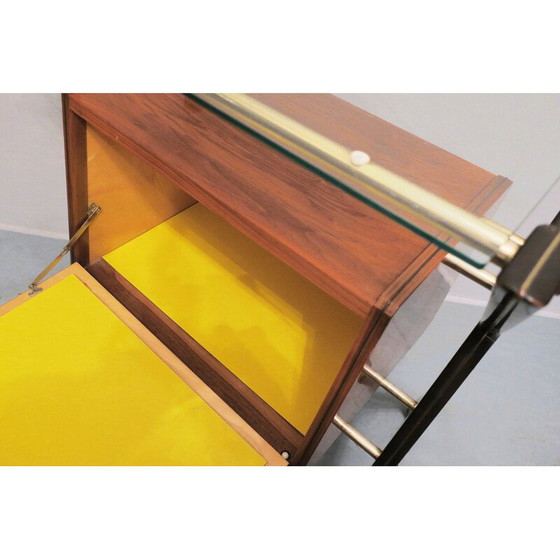 Image 1 of Vintage cocktail bar in blackened wood and brass, Italy 1960