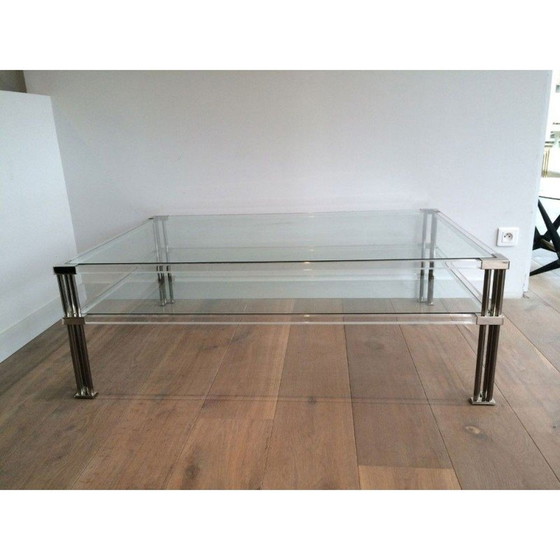 Image 1 of Vintage chrome and plexiglass coffee table, 1970