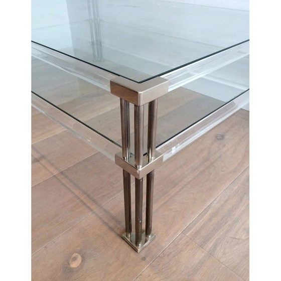 Image 1 of Vintage chrome and plexiglass coffee table, 1970
