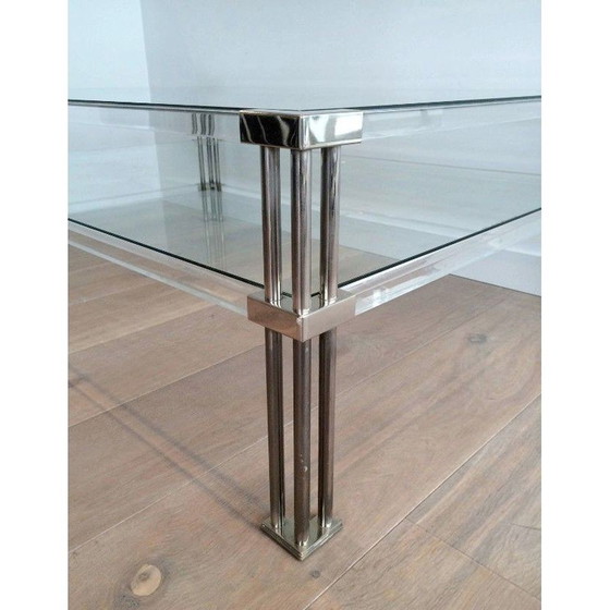 Image 1 of Vintage chrome and plexiglass coffee table, 1970