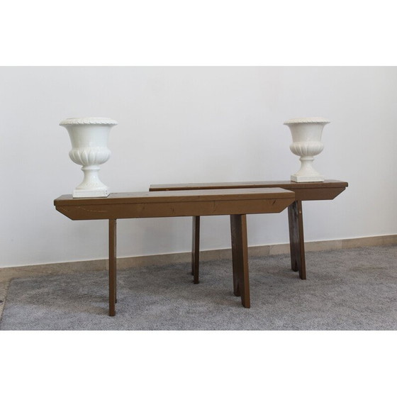 Image 1 of Pair of vintage spruce benches, Italy 1950