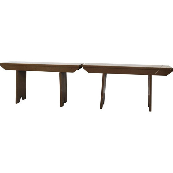 Image 1 of Pair of vintage spruce benches, Italy 1950
