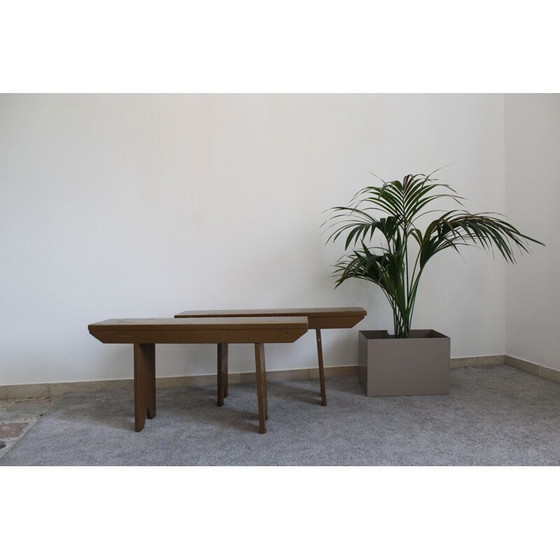 Image 1 of Pair of vintage spruce benches, Italy 1950
