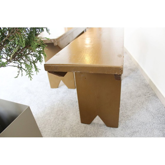 Image 1 of Pair of vintage spruce benches, Italy 1950