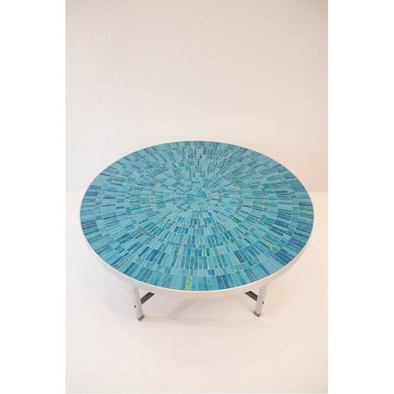Image 1 of Tavolino da caffè vintage in mosaico blu di Berthold Müller-Oerlinghausen, Germania, anni '60