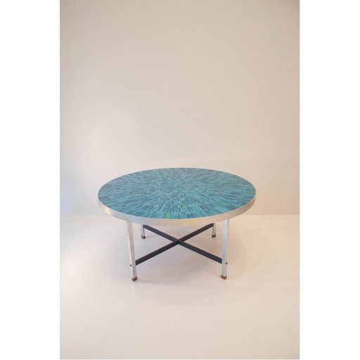 Vintage Blue Mosaic Coffee Table by Berthold Müller-Oerlinghausen, Germany, 1960s