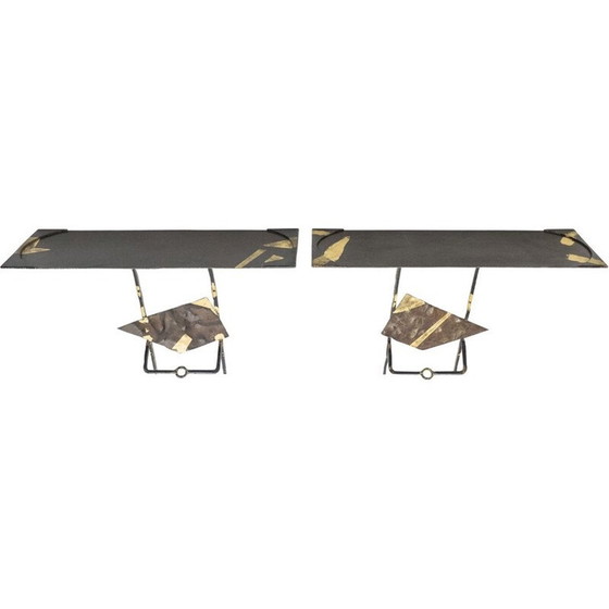 Image 1 of Pair of vintage wrought iron consoles, 1990