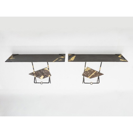 Image 1 of Pair of vintage wrought iron consoles, 1990
