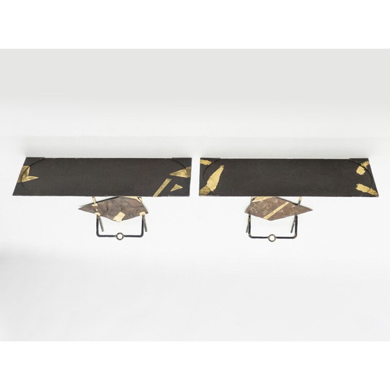 Image 1 of Pair of vintage wrought iron consoles, 1990