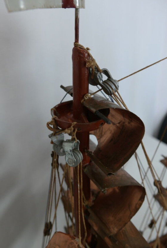 Image 1 of Barca d'epoca in legno esotico e rame realizzata a mano