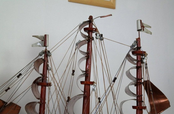 Image 1 of Barca d'epoca in legno esotico e rame realizzata a mano