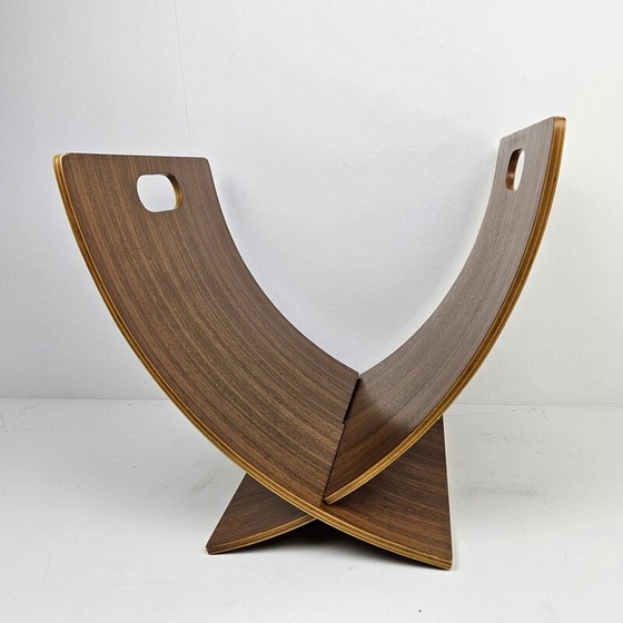 Image 1 of Vintage magazine rack in plywood and teak veneer, 1970