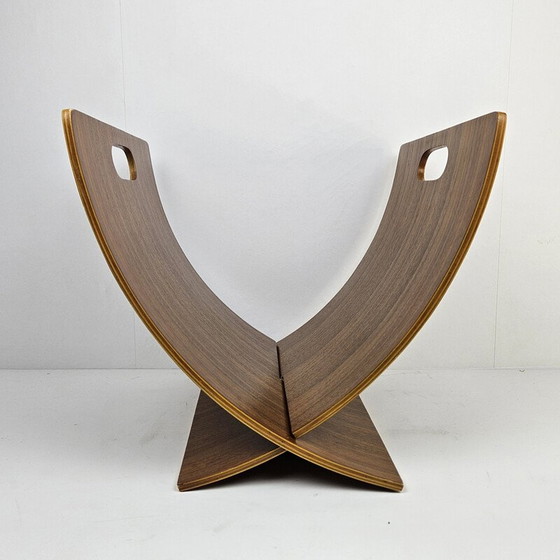 Image 1 of Vintage magazine rack in plywood and teak veneer, 1970
