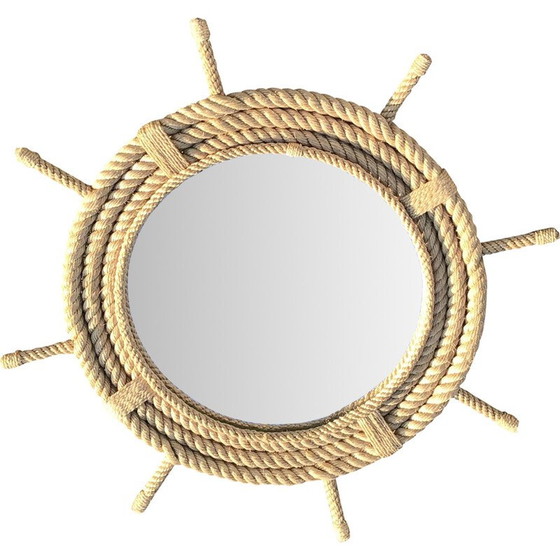 Image 1 of Vintage rope sun mirror by Audoux-Minet