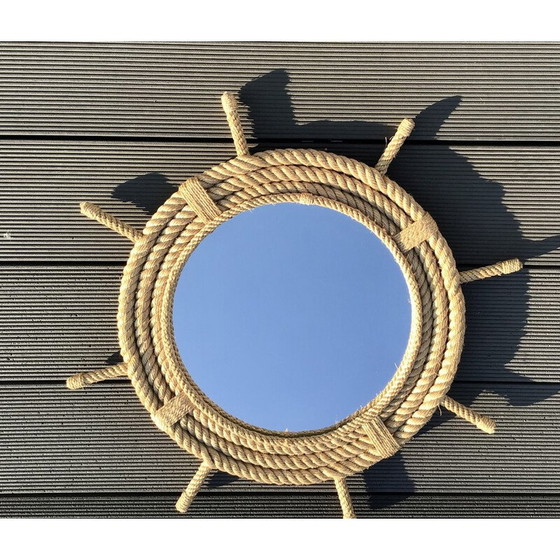 Image 1 of Vintage rope sun mirror by Audoux-Minet