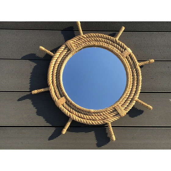 Image 1 of Vintage rope sun mirror by Audoux-Minet