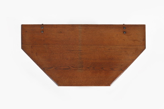 Image 1 of Antique French Octangular Folding Table In Solid Oak, Ca. 1850