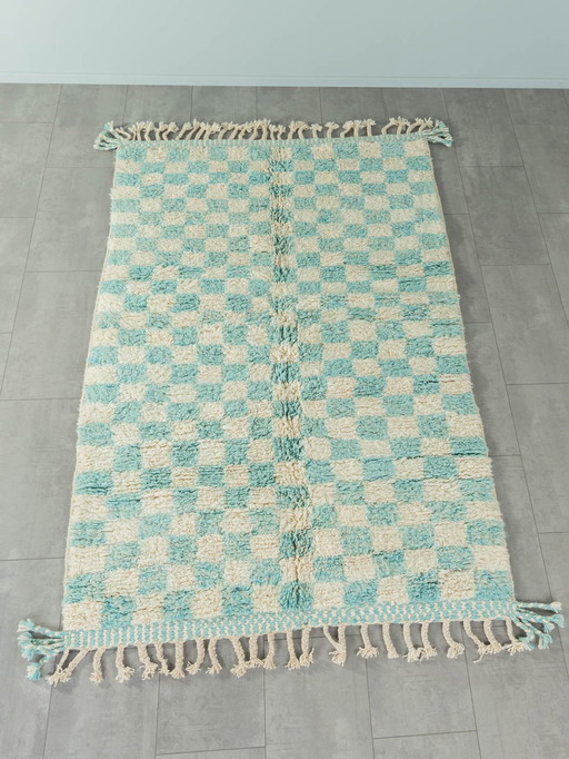 Skyblue Check Berber Rug