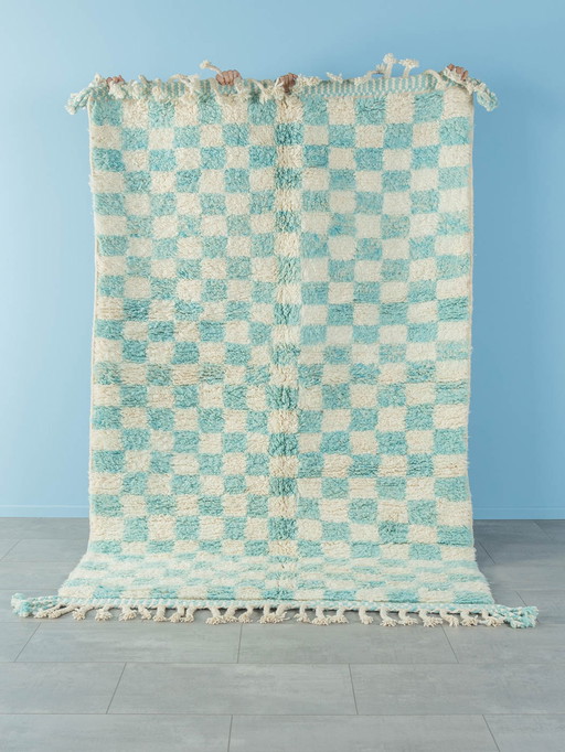 Skyblue Check Berber Rug