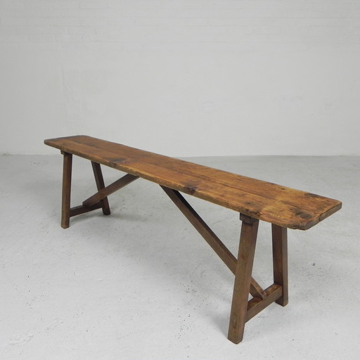 Banc en bois de 150 cm de long, années 1950