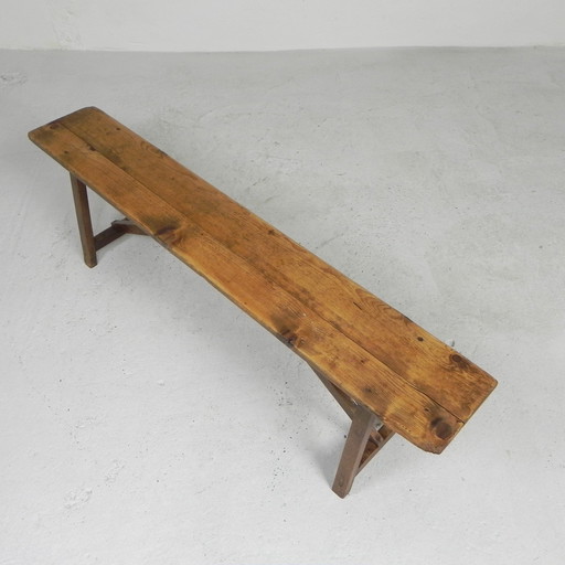 Banc en bois de 150 cm de long, années 1950