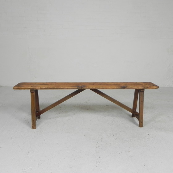 Image 1 of Banc en bois de 150 cm de long, années 1950