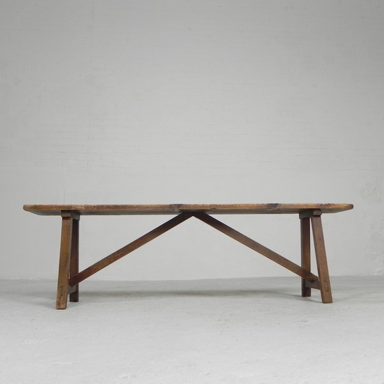 Image 1 of Banc en bois de 150 cm de long, années 1950