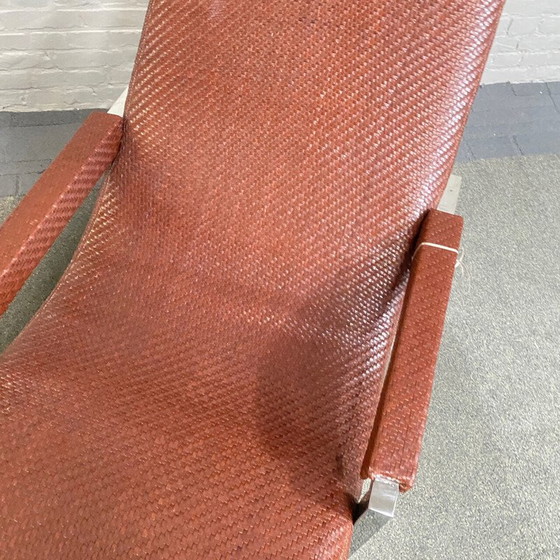 Image 1 of Vintage armchair in woven leather and chrome metal by Ralph Lauren, 1999