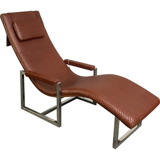 Image 1 of Vintage armchair in woven leather and chrome metal by Ralph Lauren, 1999