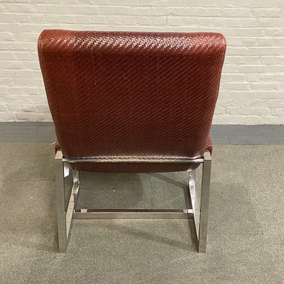 Image 1 of Vintage armchair in woven leather and chrome metal by Ralph Lauren, 1999