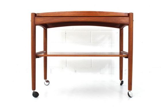 Image 1 of Poul Hundevad Mid Century teak serving trolley / Chariot de service avec plateau amovible, Danemark 1960s