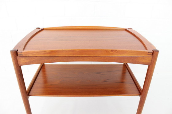 Image 1 of Poul Hundevad Mid Century teak serving trolley / Chariot de service avec plateau amovible, Danemark 1960s