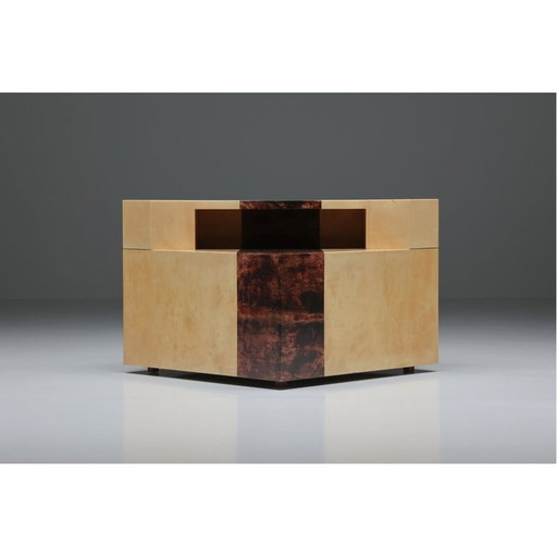 Vintage corner side table by Aldo Tura, Italy 1970s