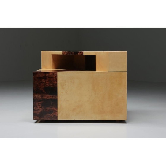 Image 1 of Vintage corner side table by Aldo Tura, Italy 1970s