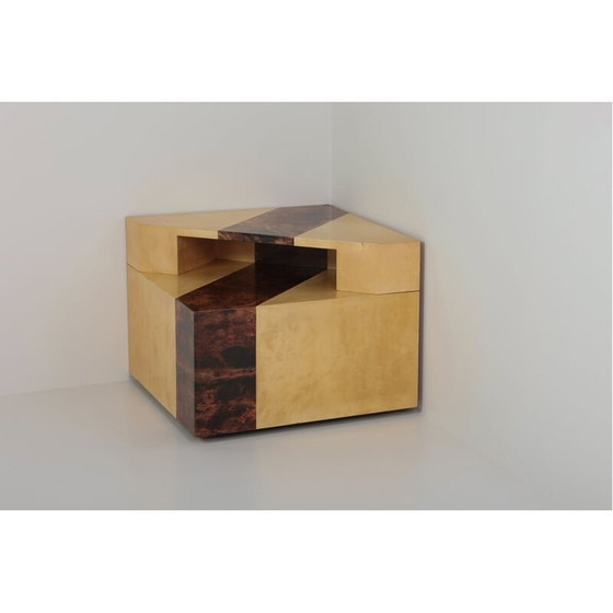 Image 1 of Vintage corner side table by Aldo Tura, Italy 1970s