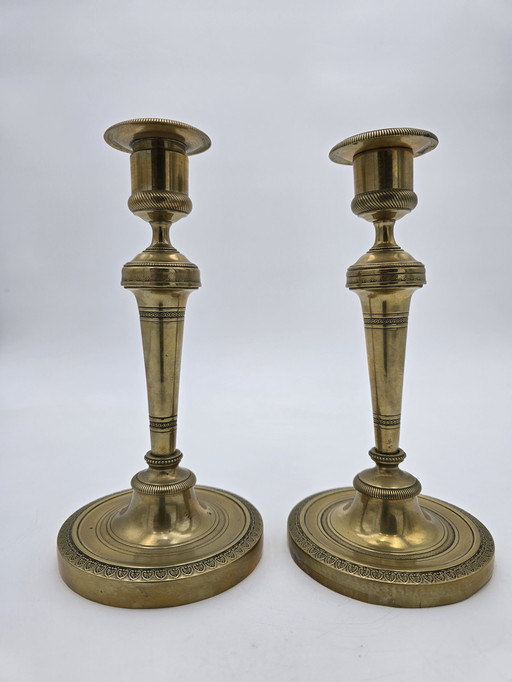 Pair Of Gilded Bronze Candlesticks