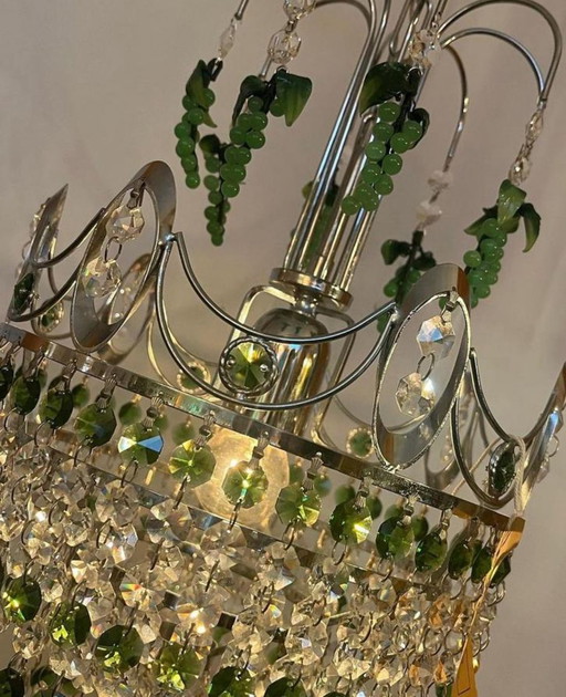 Vintage Green Grapes Chandelier Pendant Lamp Crystal