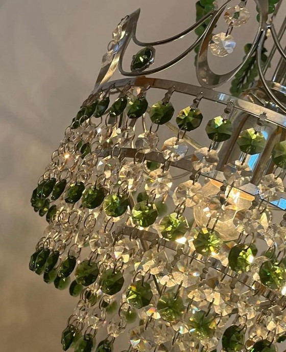 Image 1 of Vintage Green Grapes Murano Chandelier Pendant Lamp Crystal